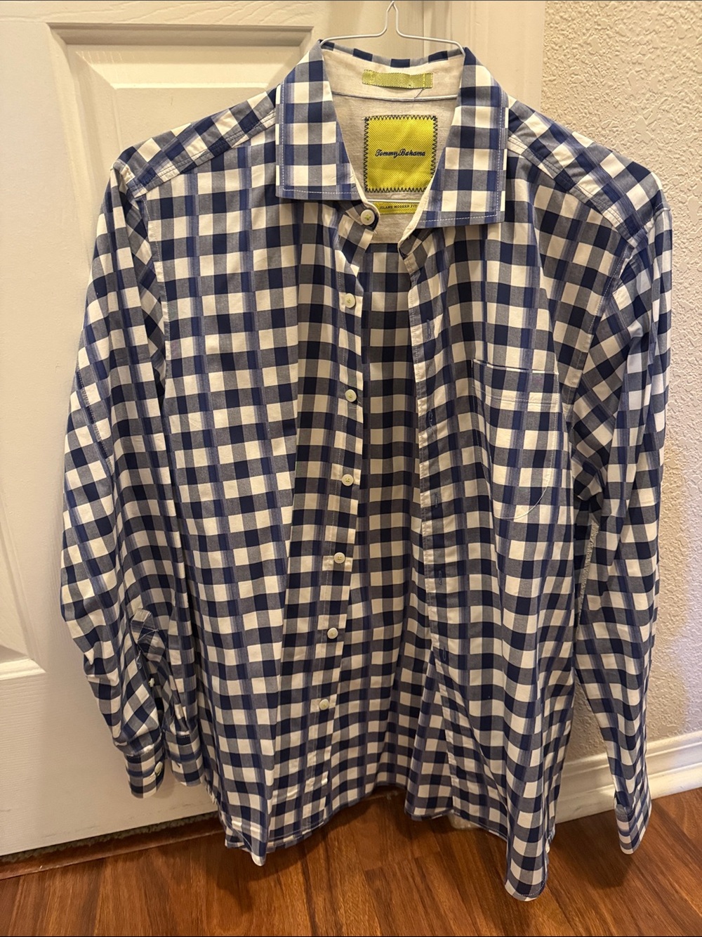 Tommy Bahama Blue and White Gingham Button-Down Shirt